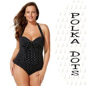 Plus Size Polka Dot Underwire Maillot